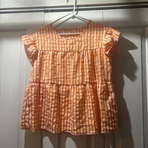 Orange Checkered  Top